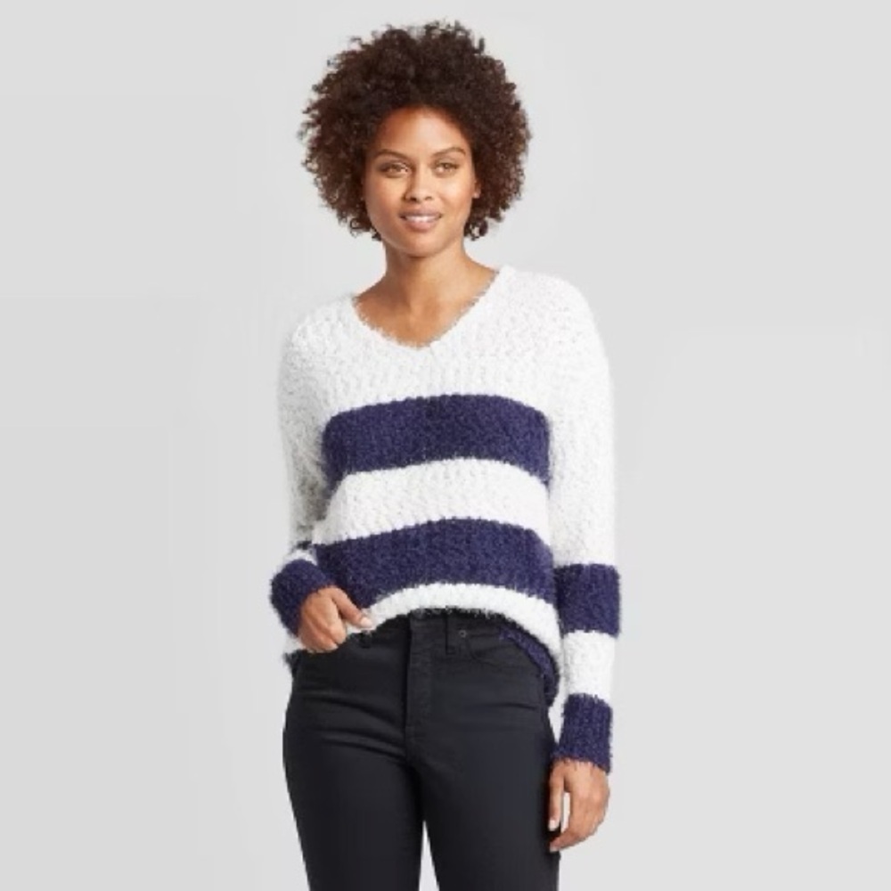 Knox Rose Striped Fuzzy Sweater